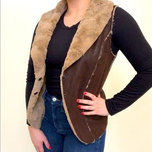 Olive & Oak Faux Fur & Faux Suede Vest M